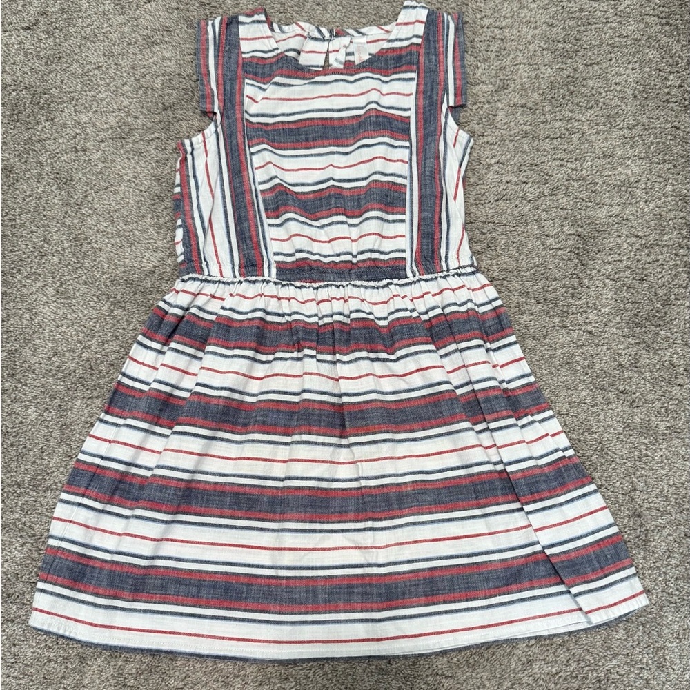 Girls Cherokee red, white and chambray striped dress size large 10/12